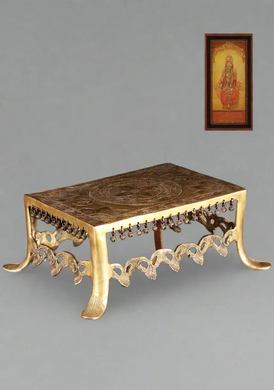 Brass Decorated Grand Chowki with Bells-ArtyCraftz.com