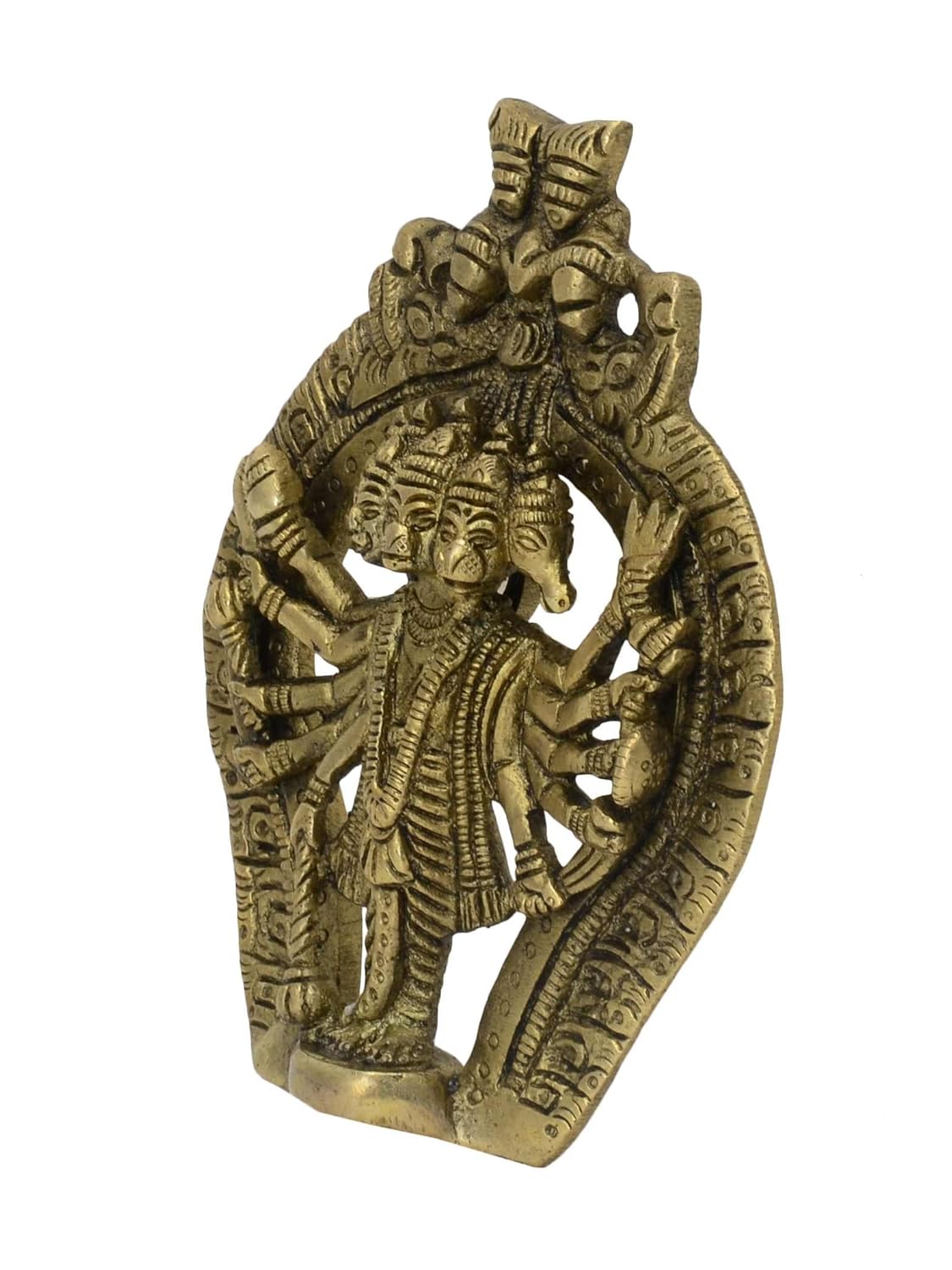 Panchmukhi Hanuman Brass Wall Hanging Idol Home Decor Side View