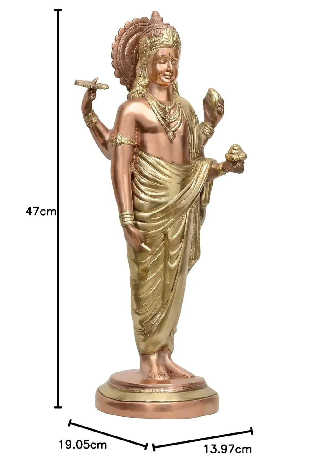Brass Dhanvantari Statue Ayurvedic God Idol for Health & Healing (18.5 Inches)-ARtyCraftz.com