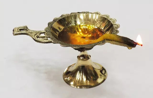 Brass Diya Swastic Deepak Diwali Dia Table Oil Lamp - ArtyCraftz.com
