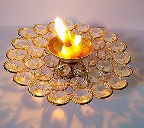 Brass Diya with White Stones for Home Decor - ArtyCraftz.com