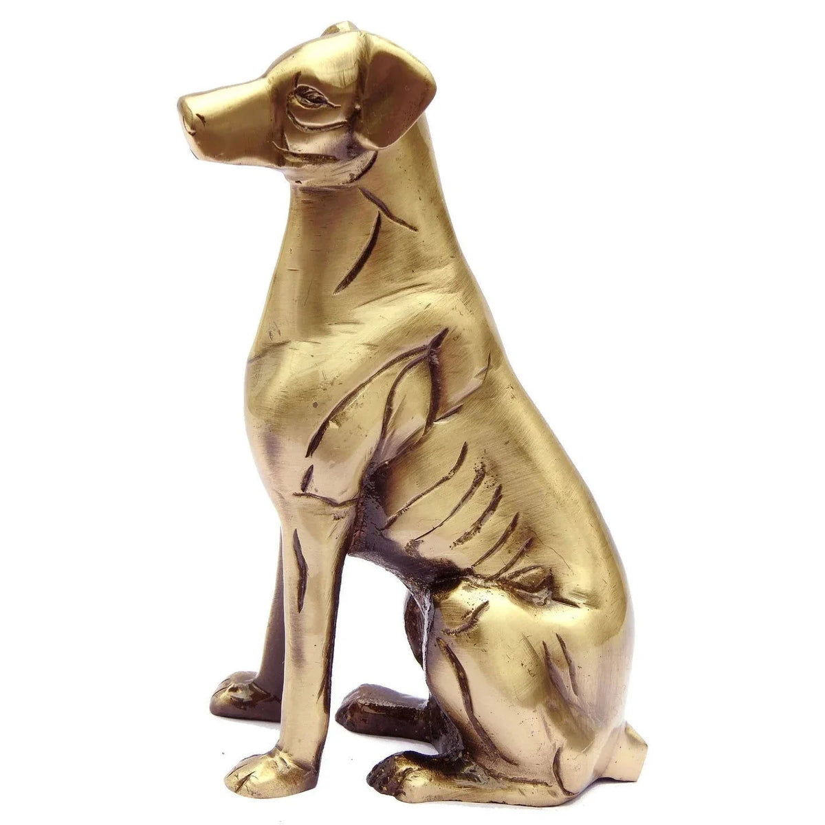 Brass Dog Statue Vastu and Feng Shui for Wealth and Good Luck 7.5 Inch - ArtyCraftz.com