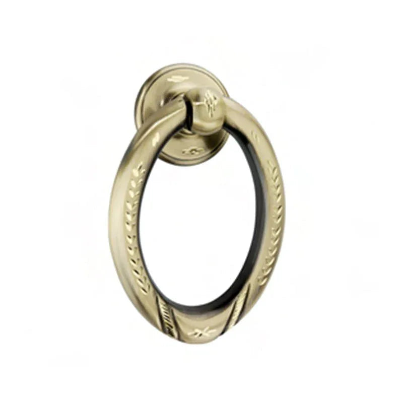 Brass Dome Door Small Oval Ring Puller Matt Diamond Cut Finish - ArtyCraftz.com