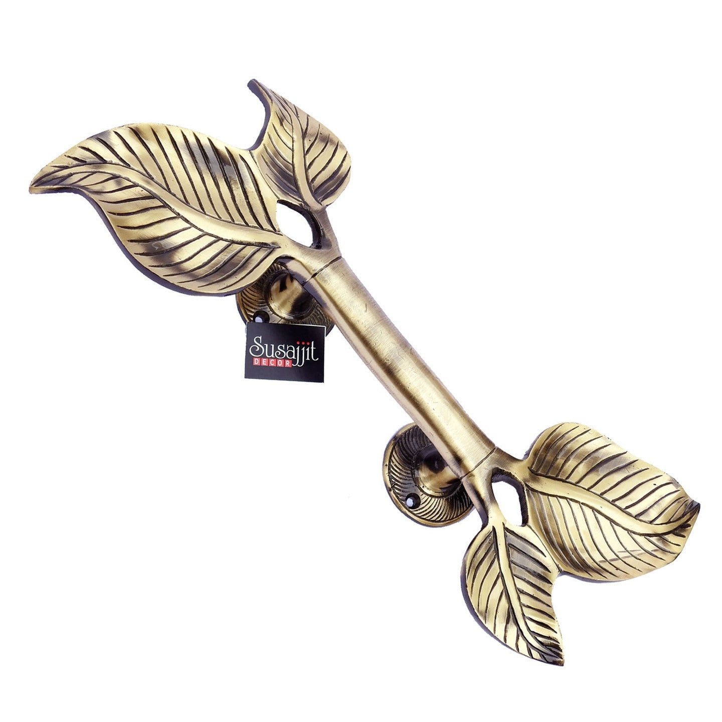 Brass Dual Leaf Design Door Handle - ArtyCraftz.com