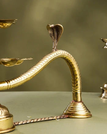 Brass Engraved Ganga Aarti with 21 Diya Holder-ArtyCraftz.com