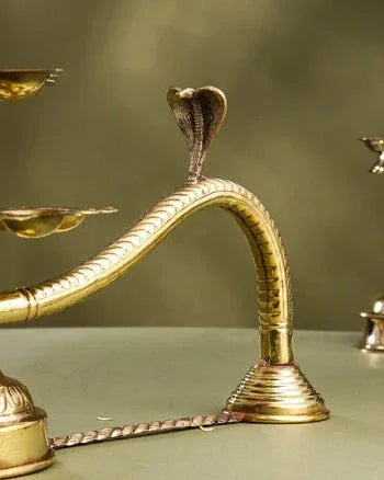 Brass Engraved Ganga Aarti with 21 Diya Holder-ArtyCraftz.com