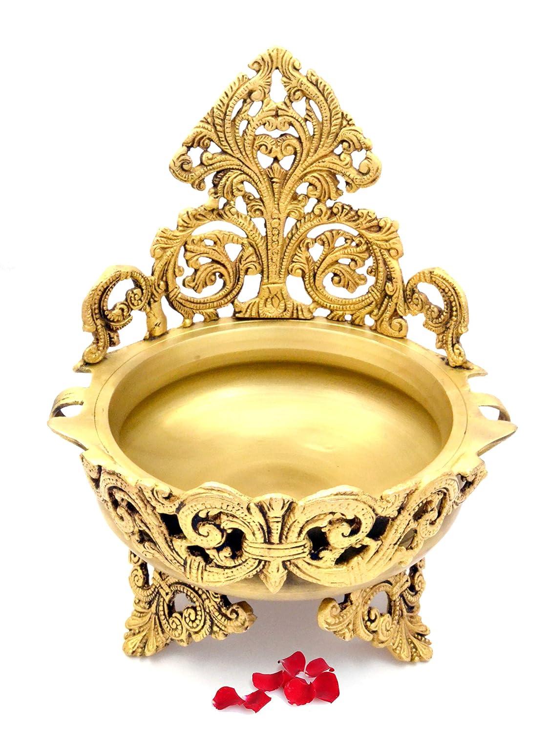 Brass Ethnic Traditional Design Urli In White Background
