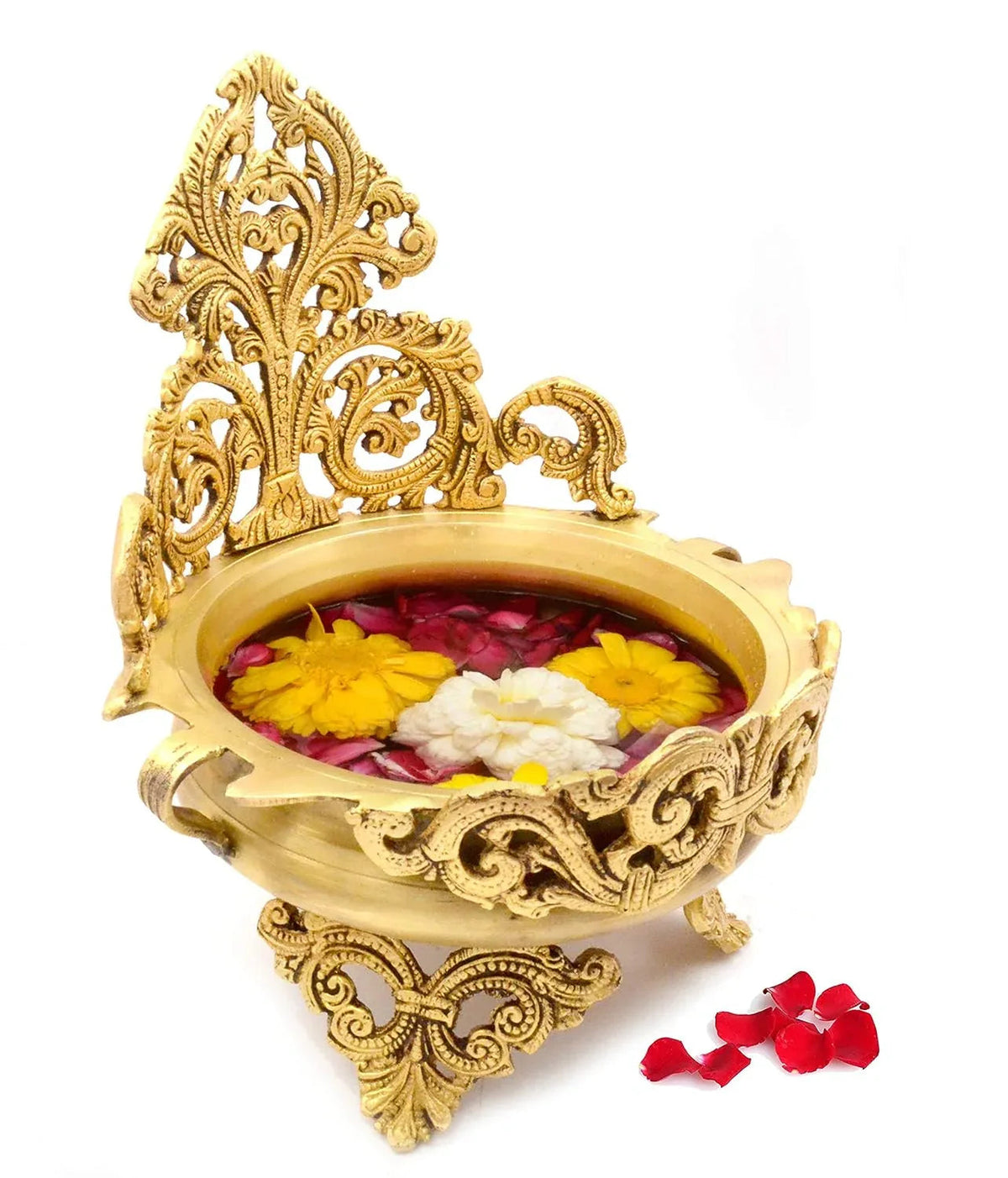 Brass Ethnic Traditional Design Urli Side View