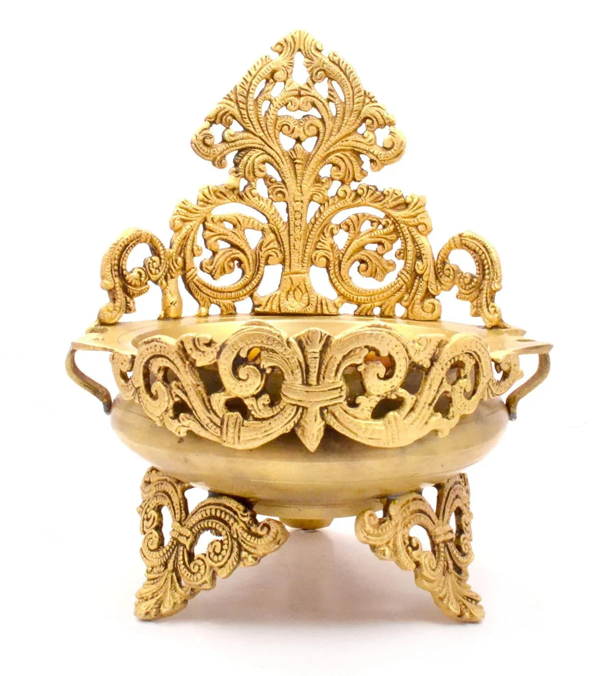 Brass Ethnic Traditional Design Urli Front View