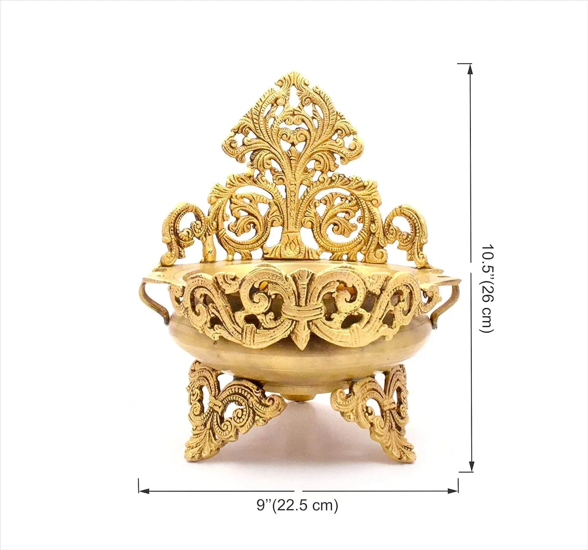 Brass Ethnic Traditional Design Urli with Dimensions