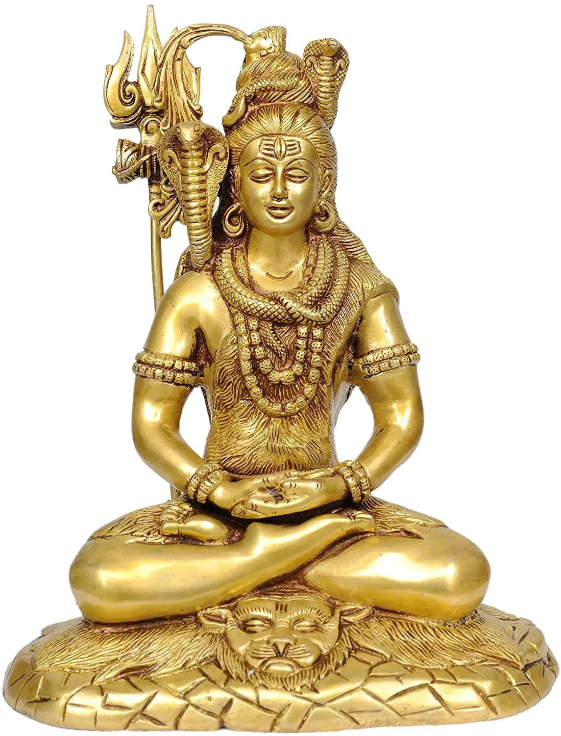 Brass Figure Shiv Shankar Meditating Pose Murti, Height : 10.5 inch - ArtyCraftz.com