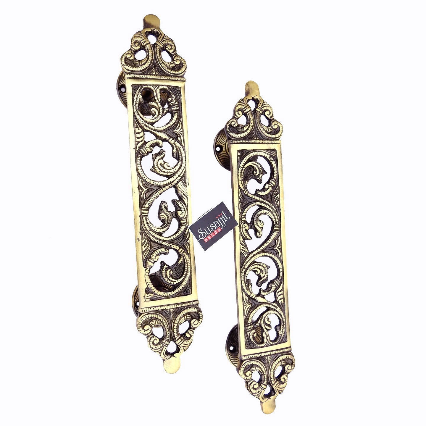 Brass Flower Design Door Handle - ArtyCraftz.com