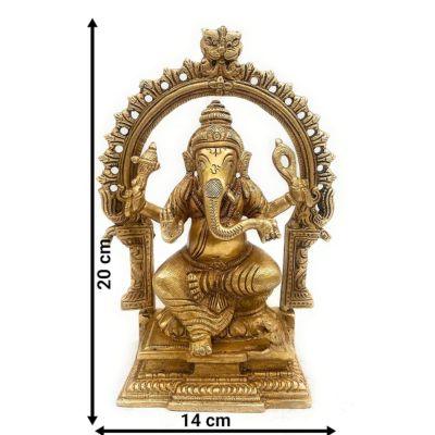 Bhunes Brass Ganesh Lakshmi Saraswati With Prabhavali Idol