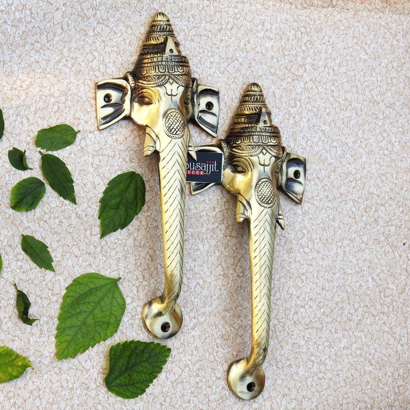 Brass Ganesha Door Handle (Set of 2 Pieces) - ArtyCraftz.com