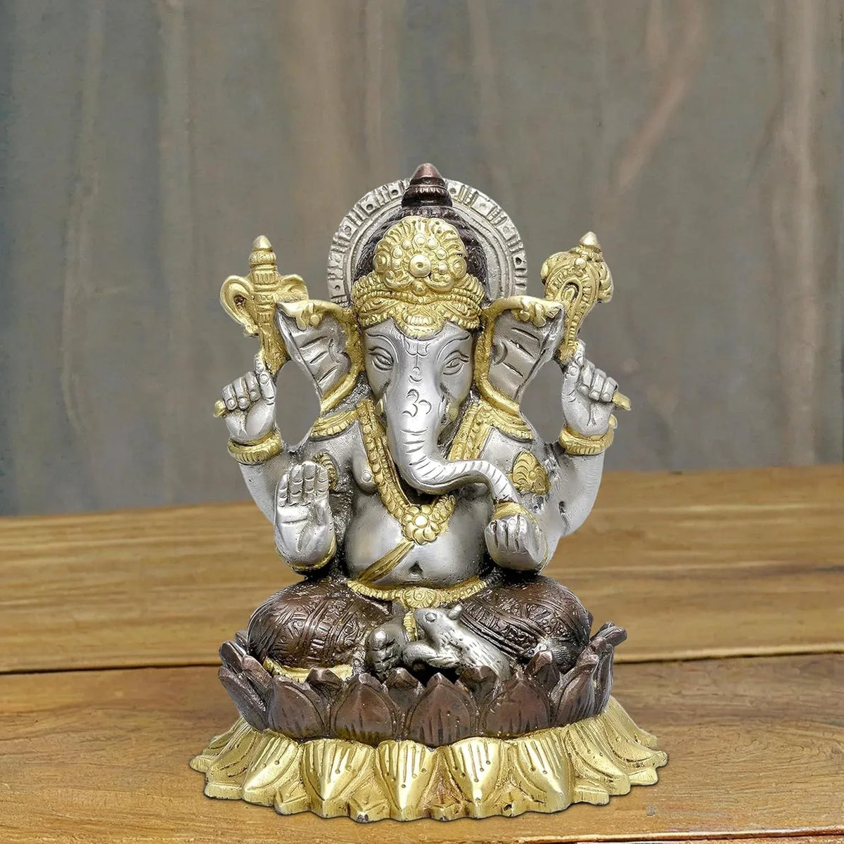 Brass Ganesha Idol Ganesha Multicolour Height 5.5 Inch - ArtyCraftz.com
