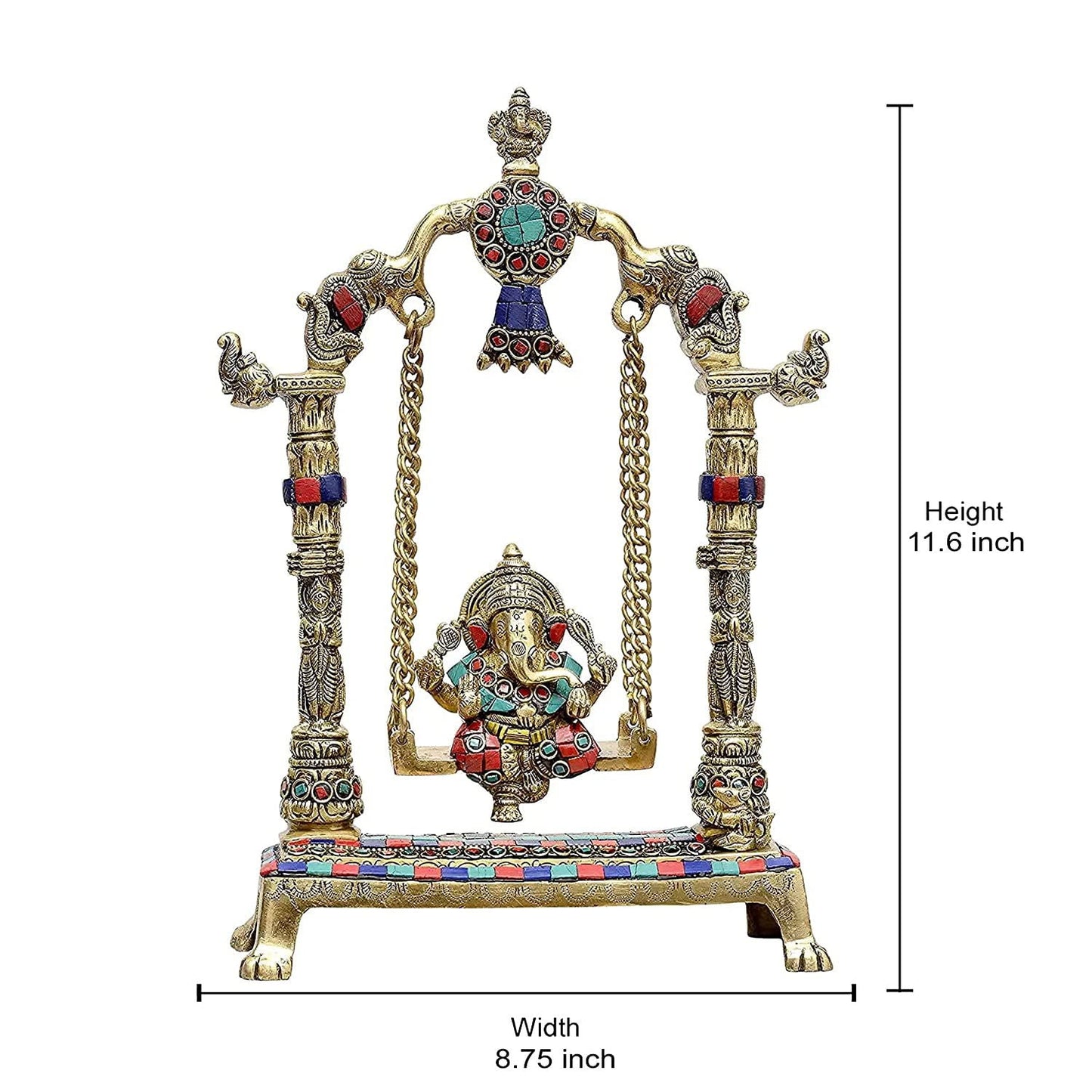 Brass Ganesha Swing Home Decor Gifting 11.6 Inches - ArtyCraftz.com