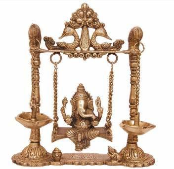 Brass Ganesha Swing with Oil Lamp Design Height 8.5 inches - ArtyCraftz.com