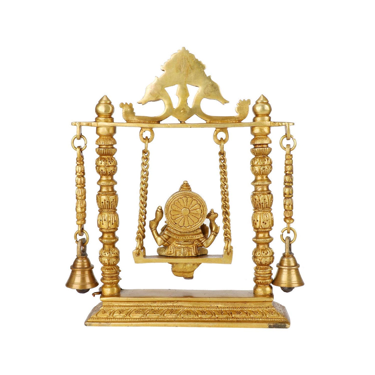 Brass Ganesha on a Swing Statue Height 10.25 Inches - ArtyCraftz.com