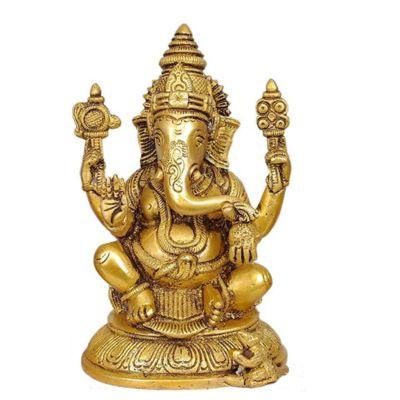 Brass Lakshmi Ganesha Saraswathi with Vahana Statue
