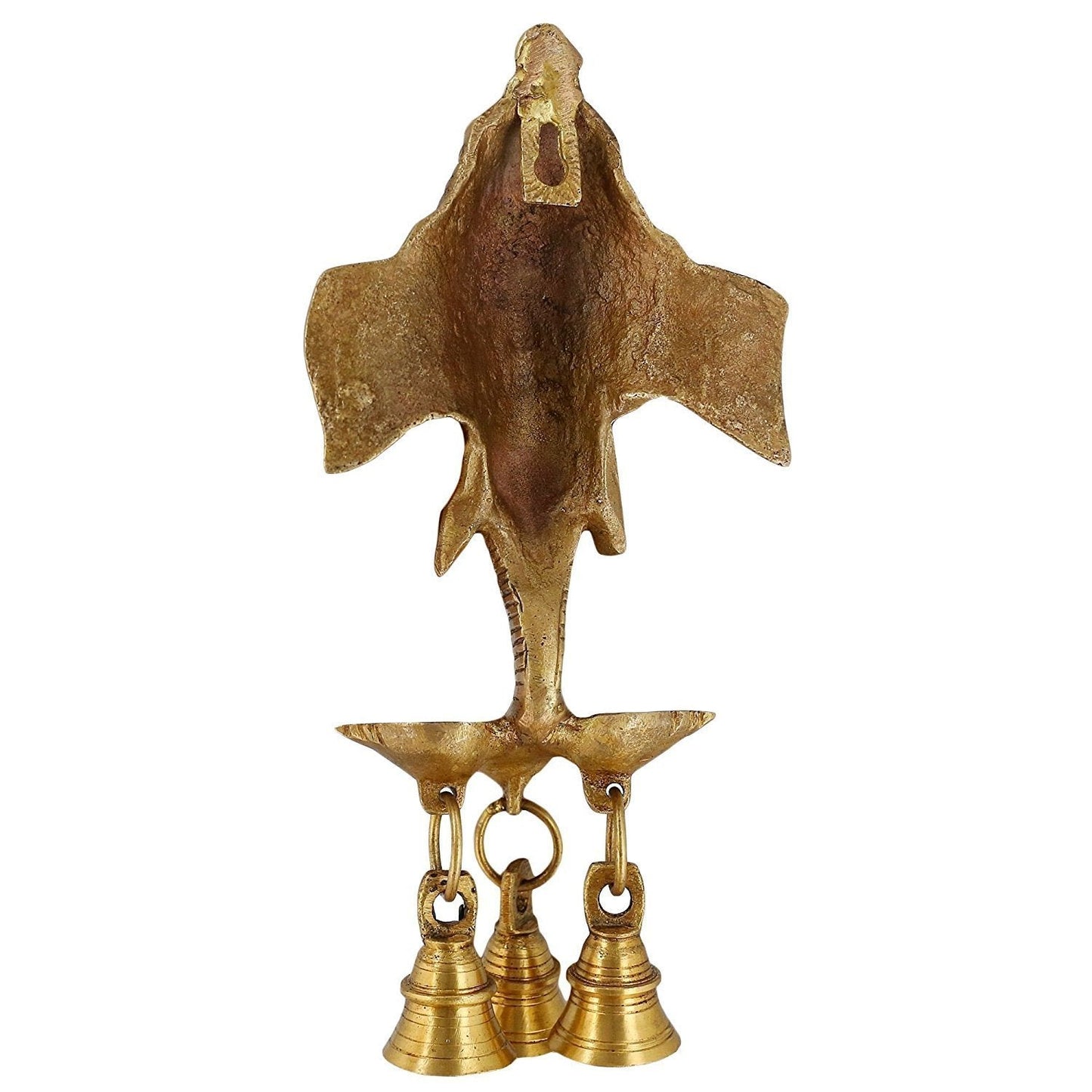 Brass Gansha Wall Hanging Puja Idol with Diyas and Bells 9.5 inch