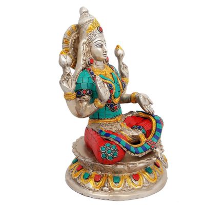 Brass Goddess Lakshmi Inlay Work 9 Inches Statue