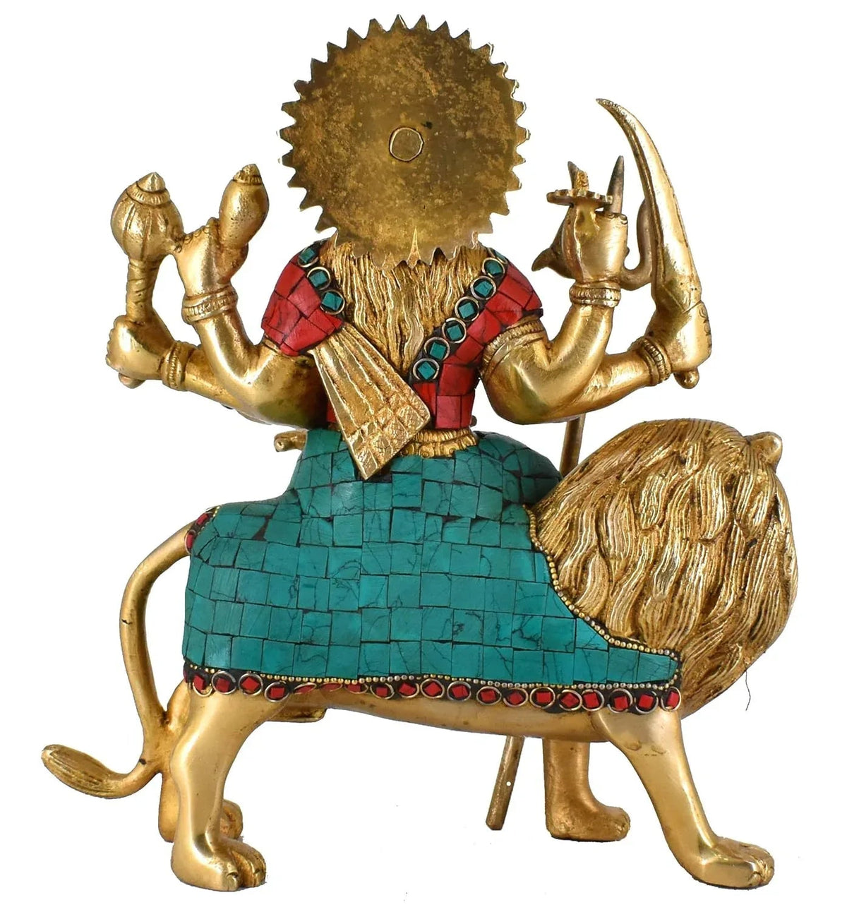 Brass Gold and Multicolor Maa Durga Statue -ArtyCraftz.com