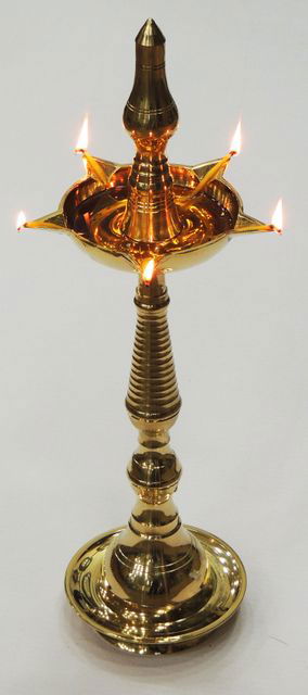 Brass Golden Fancy Kerala Stand Diya - ArtyCraftz.com