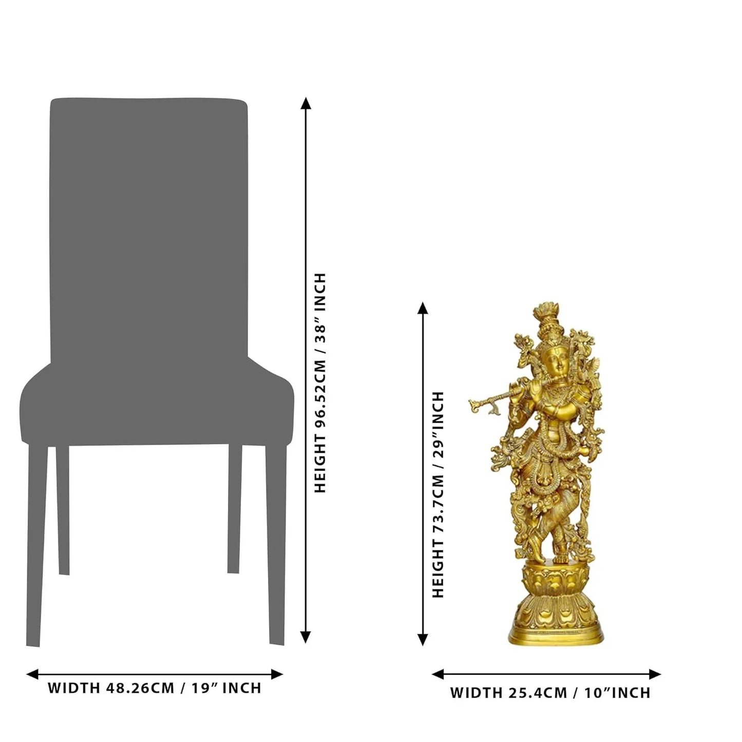 Monumental Brass Krishna Flute Idol 29 Inch Tribhanga Murali Manohar