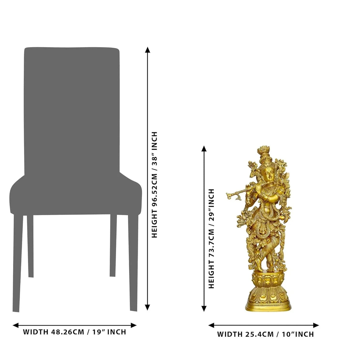 Monumental Brass Krishna Flute Idol 29 Inch Tribhanga Murali Manohar