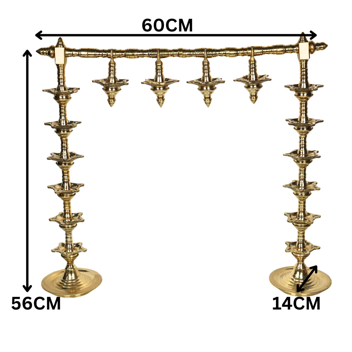 Brass Hanging Diya Set Traditional Deepam Toran Oil Lamp Decor Saravelakku-ArtyCraftz.com