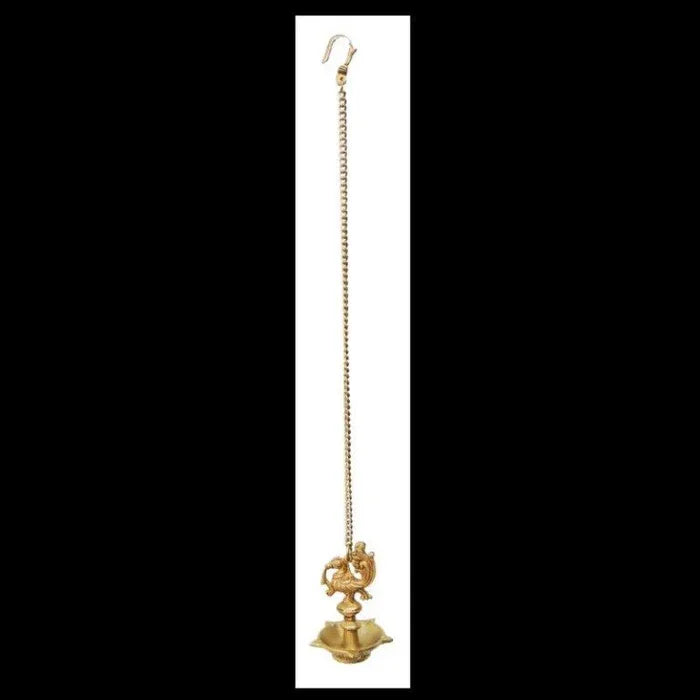 Brass Hanging Ethnic Peacock Deepak Diya with Chain for Pooja -ArtyCraftz.com