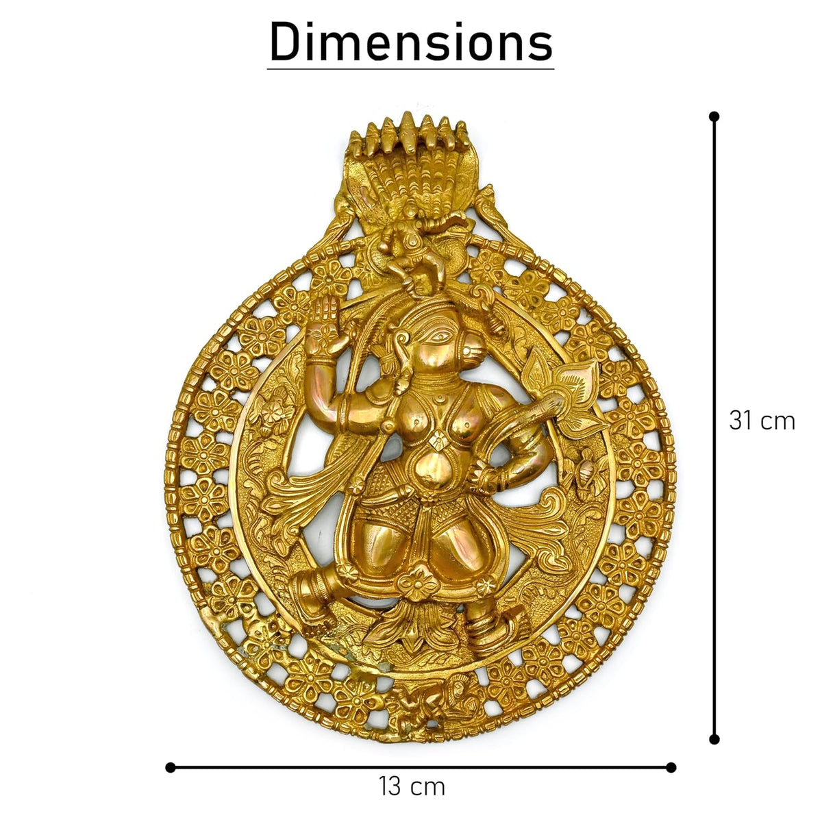 Brass Hanuman Wall Hanging (31 cm)-ArtyCraftz.com