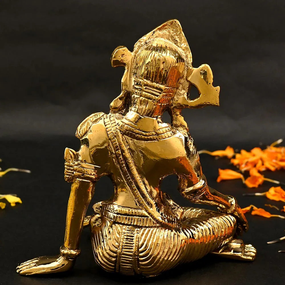 Brass Indra Dev Statue Face Back View