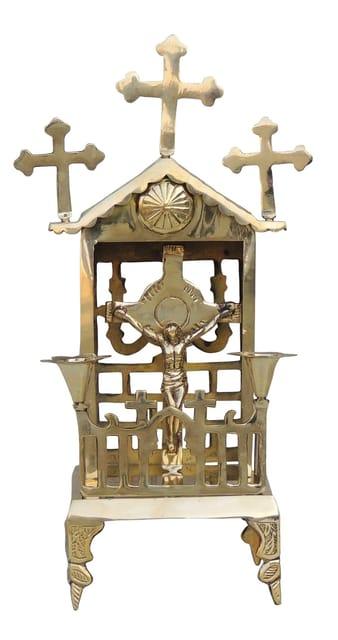 Brass Church Altar Model Shrine with Candle Holders (15 Inch)-artycraftz.com