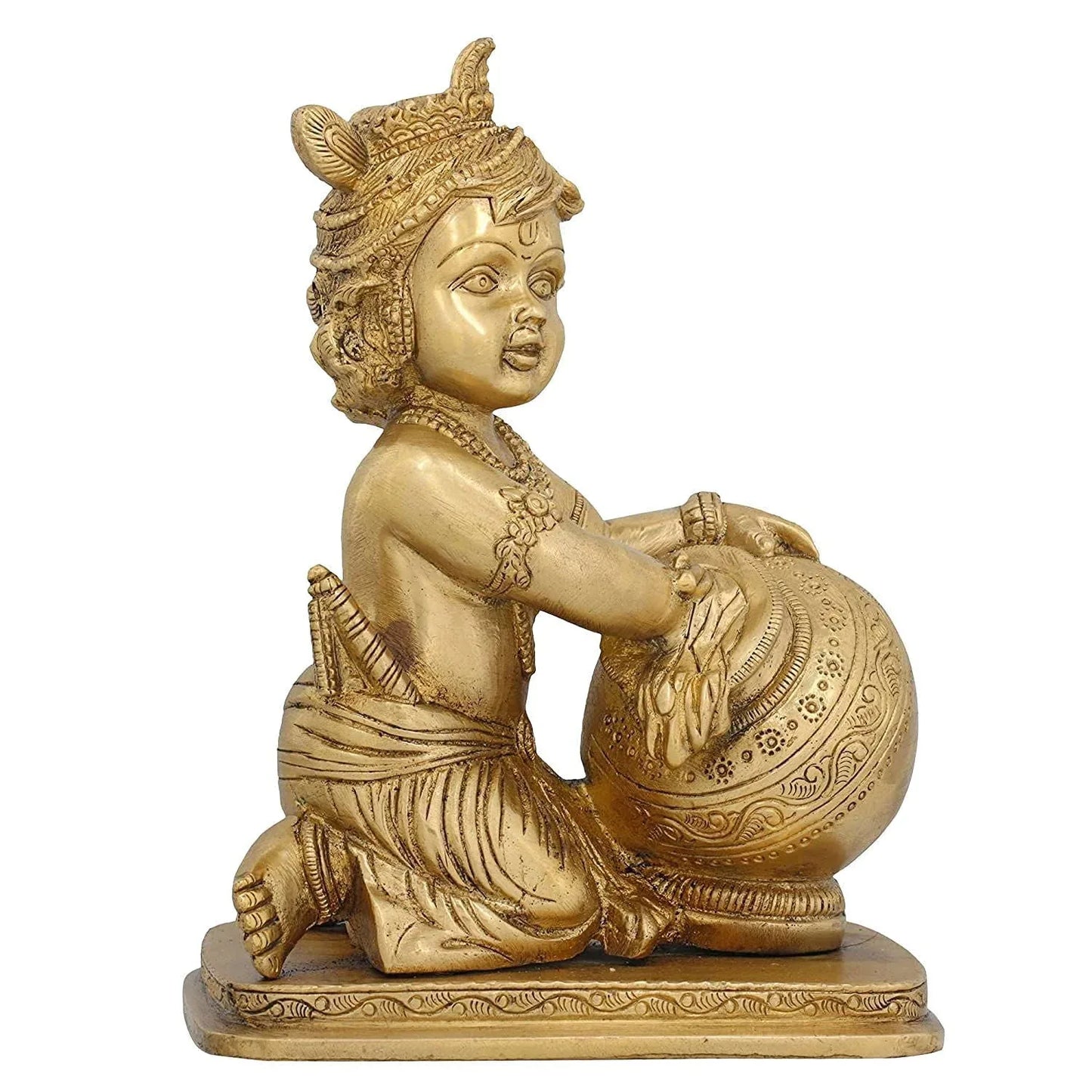 Brass Ladoo Gopal Butter Ball - Brass Statue, Height 6.5 inches - ArtyCraftz.com