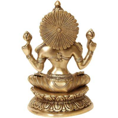 Brass Lakshmi 9 Inches Idol Rear View