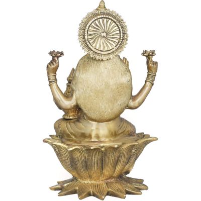 Brass Lakshmi Sitting On Lotus Idol