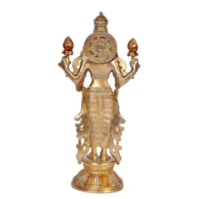 Brass Lakshmi Standing on Base Back View