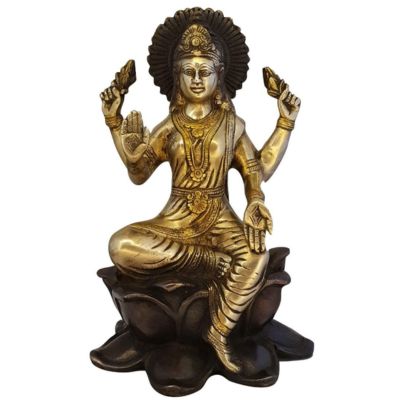 Laxmi on Lotus Idol for Home Puja Room Diwali Decor Pooja Mandir Decoration - ArtyCraftz.com