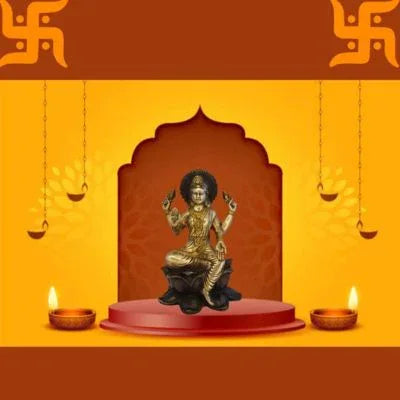 Laxmi on Lotus Idol for Home Puja Room Diwali Decor Pooja Mandir Decoration - ArtyCraftz.com