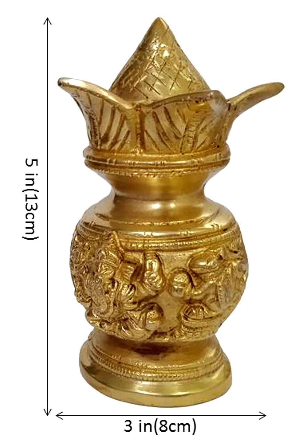 Brass Lakshmi with Elephants Engraved Kalash-ArtyCraftz.com