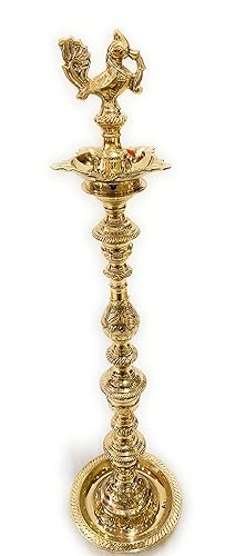 Brass LargeMayur Lamp, Height 56.5"