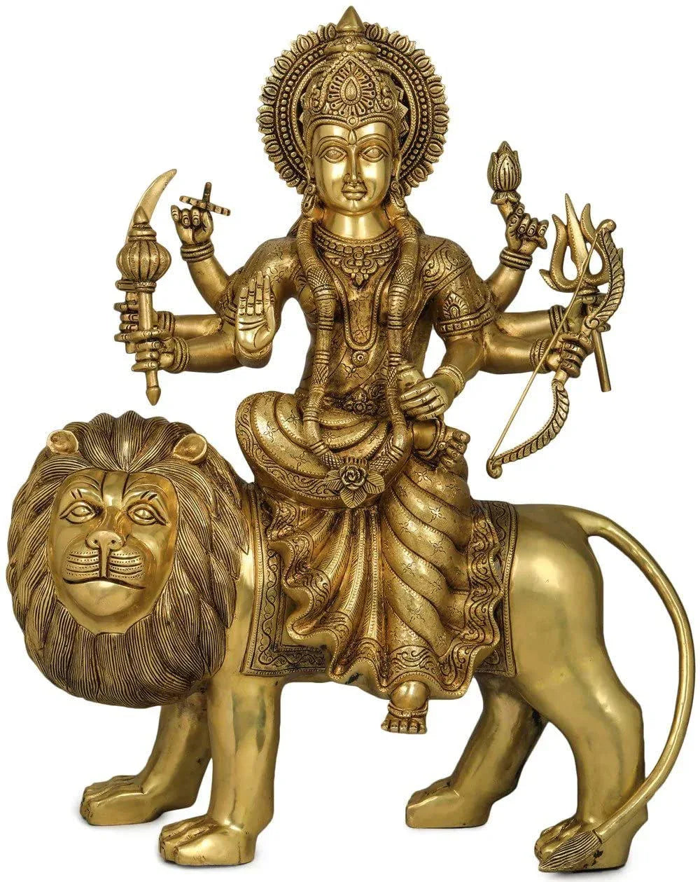 Brass Large Eight Armed Goddess Durga Statue, Height 25 inches I Home D?cor - ArtyCraftz.com