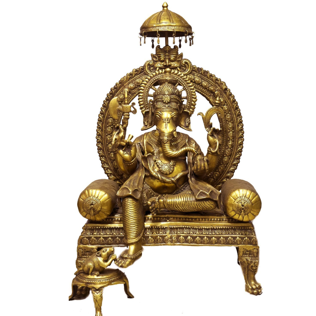 Brass Large Haridra Ganesha Ganesh Murti Idol Statue Statue Height 45 inches - ArtyCraftz.com