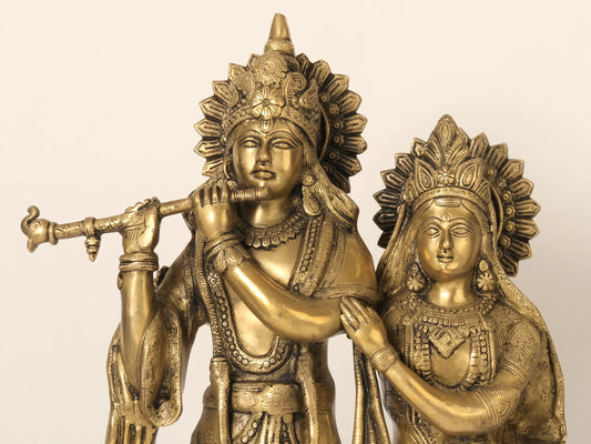 Brass Large Radha Krishna Murti Statue, Height 28 Inches - ArtyCraftz.com