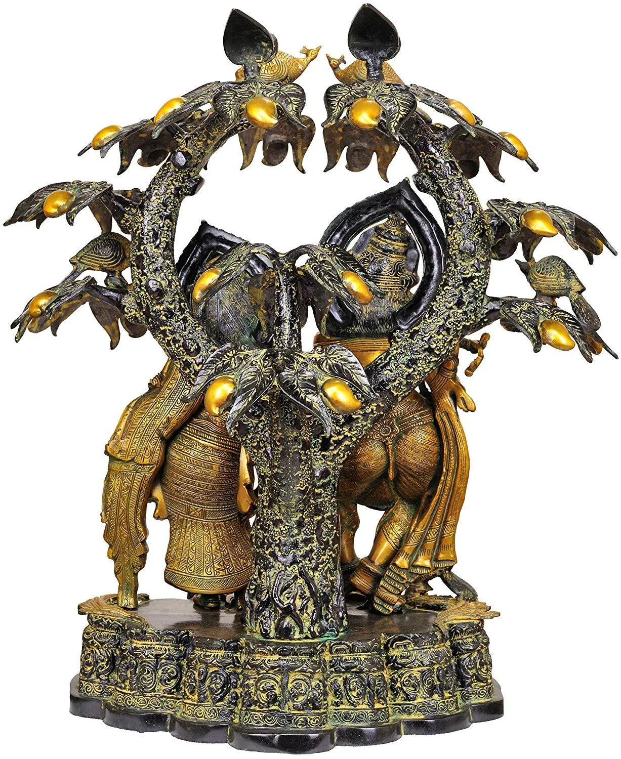 Brass Radha Krishna Statue in Kadamba Tree