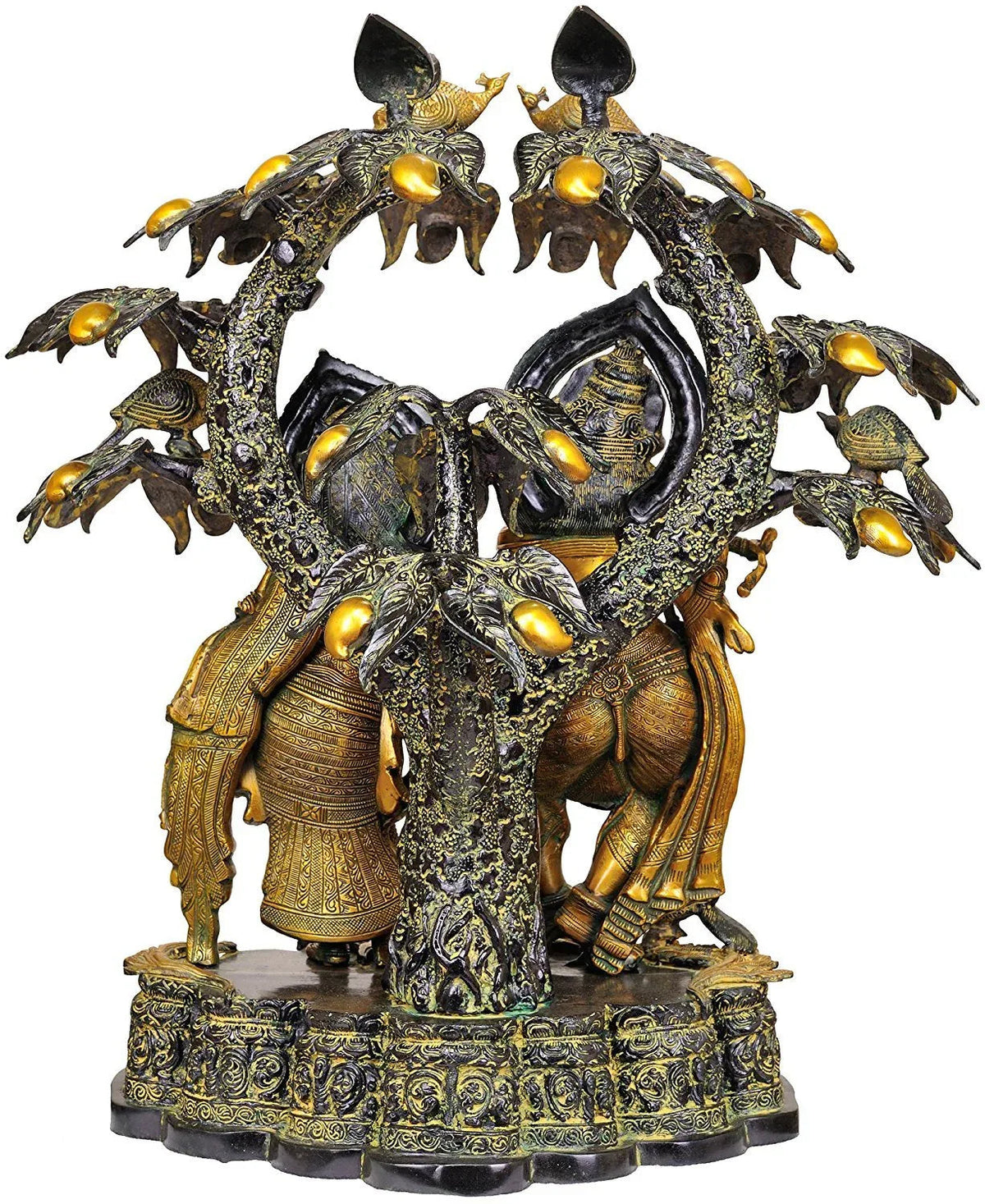 Brass Radha Krishna Statue in Kadamba Tree