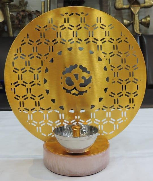 Brass Laser Cut OM Circle with Lamp-ArtyCraftz.com