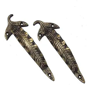 Brass Leaf Shape Door Handle for Door Decor Set of 2 Handle Small View