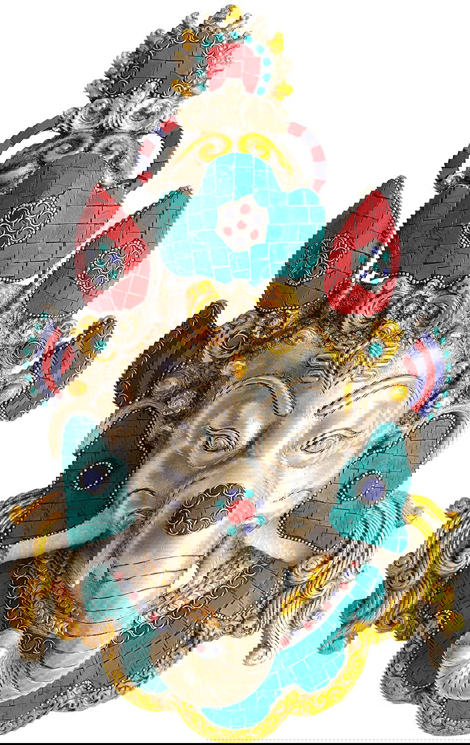 Brass Lord Ganesha Mask Height 15 Inches - ArtyCraftz.com